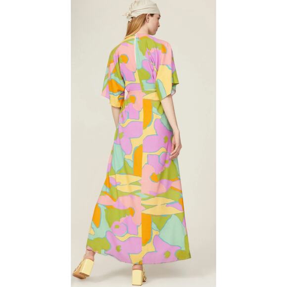Show Me Your MuMu Dana Cutout Retro Multicolored Maxi Dress Size Medium - Picture 4 of 12